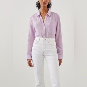 NWT $168 Rails Ellis Gauze Button Down Shirt Women L Orchid Purple Pastel Cotton